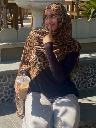 1PC Women's Scarf Bohemian Leopard-Print Scarf, Light And Breathable, Suitable For Everyday Wear, Decorative Accessories, Spring, Summer, Autumn And Winter Seasons