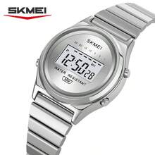 SKMEI 2521 圆形表盘数字运动手表，男女通用，奢华魅力不锈钢表带闹钟手表 - 均碼 - 查看 14