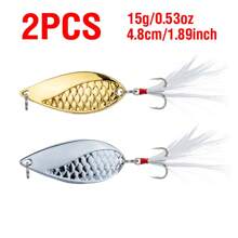 2PCS Spoons Lure Gold/Silver Metal Swimbait 2.5-20g Casting Lure 2.6-5.3cm Artificial Hard Bait Sinking For Trout Bass