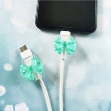 [Protector de cable duradero] 2 piezas Protector de cable USB rosa duradero con diseño elegante para accesorios de teléfono - Protector de cable de plástico con adorables acentos de lazo, protector de cable para cables de carga - Conjunto multicolor de 2 piezas - Ver 13