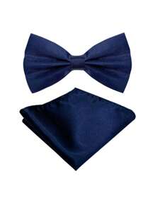 Boys' Pre-Tied Bow Tie And Pocket Square Set - Adjustable Neckwear For Formal Occasions