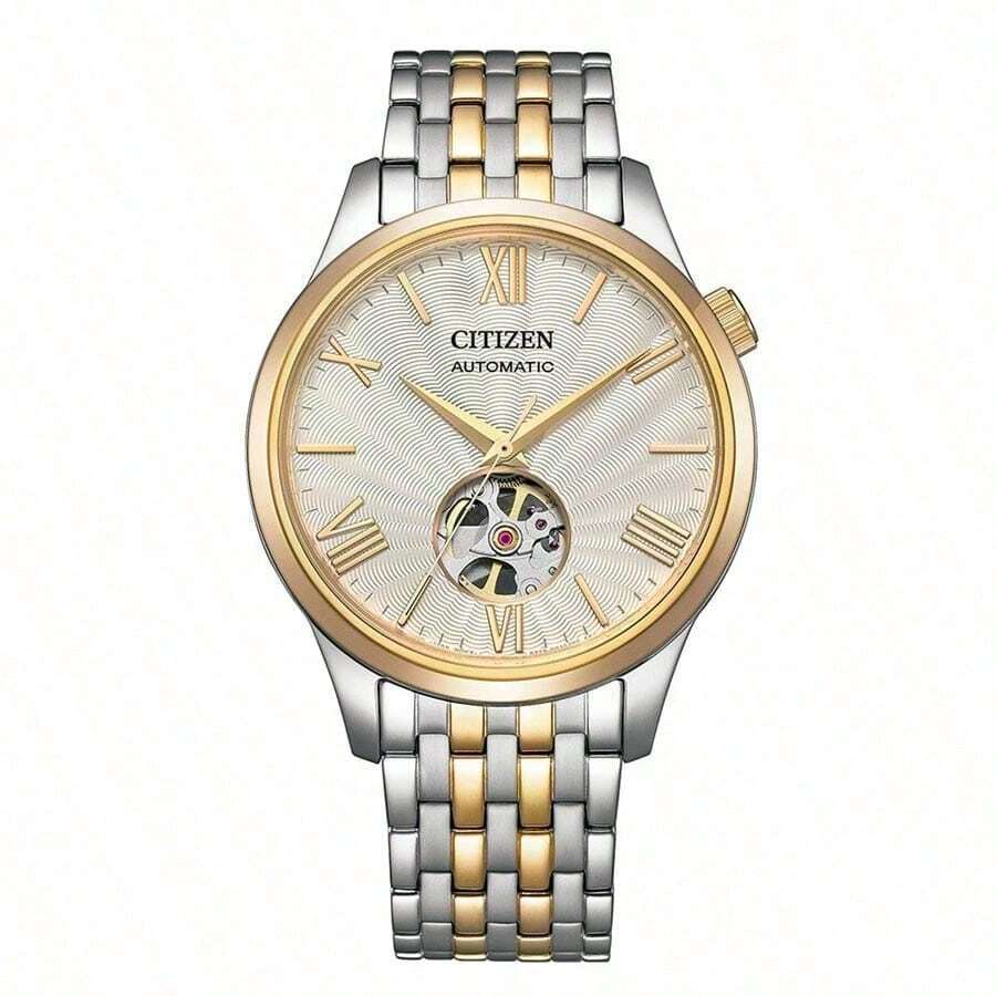 Dây đeo đồng hồ CITIZEN Series Classic Rose Gold Thời trang công sở thường ngày Chống nước Bộ máy cơ Dây đeo đồng hồ bằng thép không gỉ Kiểu dáng tương tự dành cho nam và nữ Mặt số màu trắng NH9136-88A - trắng - Xem 1