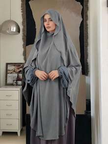 1pc Conservative Abaya Hijab Kimmar Islamic Hijab Jilbeb Hicab Hijab Clothing Hijab Women Muslim Khimaar With Ruffle Brim Design, Convenient For Privacy And Daily Prayer Wear, 4-Season Usable For Dress - Multicolor - View 16
