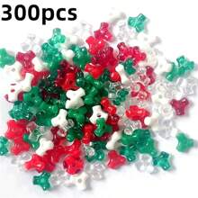 300pcs 1cm Transparent Bone Shaped Bead Triangle Shaped Beads Christmas Fun Christmas Theme Beads, Christmas Bead Kit - DIY Flower Garlands, Bells, And Tree Decorations, Acrylic Decorative Beads For Holiday Decoration