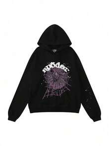 Hip-Hop Fashion Printed Hoodie Loose Men's And Women's Hooded Sweatshirt - nhện đen - Xem 1