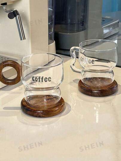 1 350ml Glass Cup, Modern Minimalist Coffee Cup, Suitable For Drinking Water, Milk, Oats, Tea, Juice, Breakfast, Coffee, Beverages, Etc., Suitable For Cafes, Homes, Restaurants, Parties, Offices, Gifts For Boyfriends And Girlfriends, Holiday Gifts For Family, Teachers, Colleagues, Etc