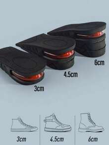QKC 1 Pair/2 Pairs Men's Soft, Comfortable Air Cushion Shock Absorbing, Breathable & Sweat-Absorbing Boots, Leather Shoes, Half Insoles - Black (2 Pairs) - View 5