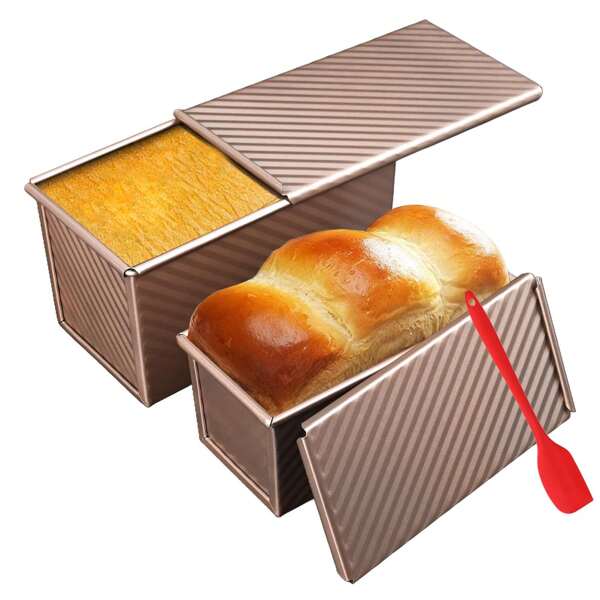 Goldene Wellblech-Toastbox aus Kohlenstoffstahl, Backwerkzeug, Brotform, Toastbox, Toast-Backkuchenform