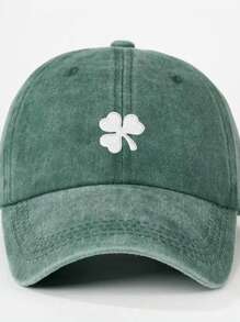 1pc Clover Embroidery Baseball Cap, Washable Adjustable Hat, Fashion Breathable Versatile Outdoor Sun-Shading, Holiday Gift'