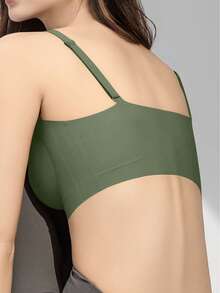 1/2/3/4/5Pcs Women's Push-Up Bra - High Support Wireless Comfort Fit With Removable Pads, Seamless Invisible Design & Adjustable Back Strap, Solid Color For Everyday & Special Occasions, Strapless Push Up Bra, Occasion Lingerie, Sleek Lingerie, Comfortable Fit, Flexible Material - 軍綠色 - 查看 5