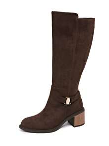 Jesień/zima 2025 Nowe, zabytkowe, za kolano, wysokie, damskie buty do jazdy konnej, grube, długie buty na obcasie z klamrą do paska, kowbojskie buty westernowe - Brązowy - Zobacz 10