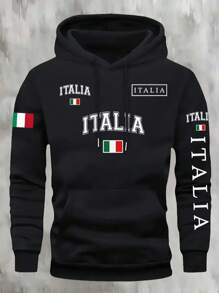 ONE WAVE Men's Autumn/Winter Personalized Hoodie | Italian Style - Black - View 1