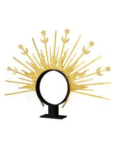 1 件哥特式黑女巫玫瑰头带，金色太阳和月亮发饰，万圣节舞台表演服装道具 - 彩色 - 查看 9