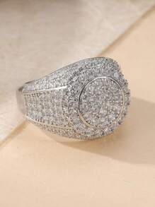 1pc Women's Gothic Luxury Ring, Round Wide Band Synthetic Cubic Zirconia, April Birthstone Blue/Purple Sparkle Unisex Jewelry, Suitable For Wedding, Party, Daily Wear And Valentine's Day Gift, Party Accessory | High-Quality Finish, Bridal Wedding Jewelry