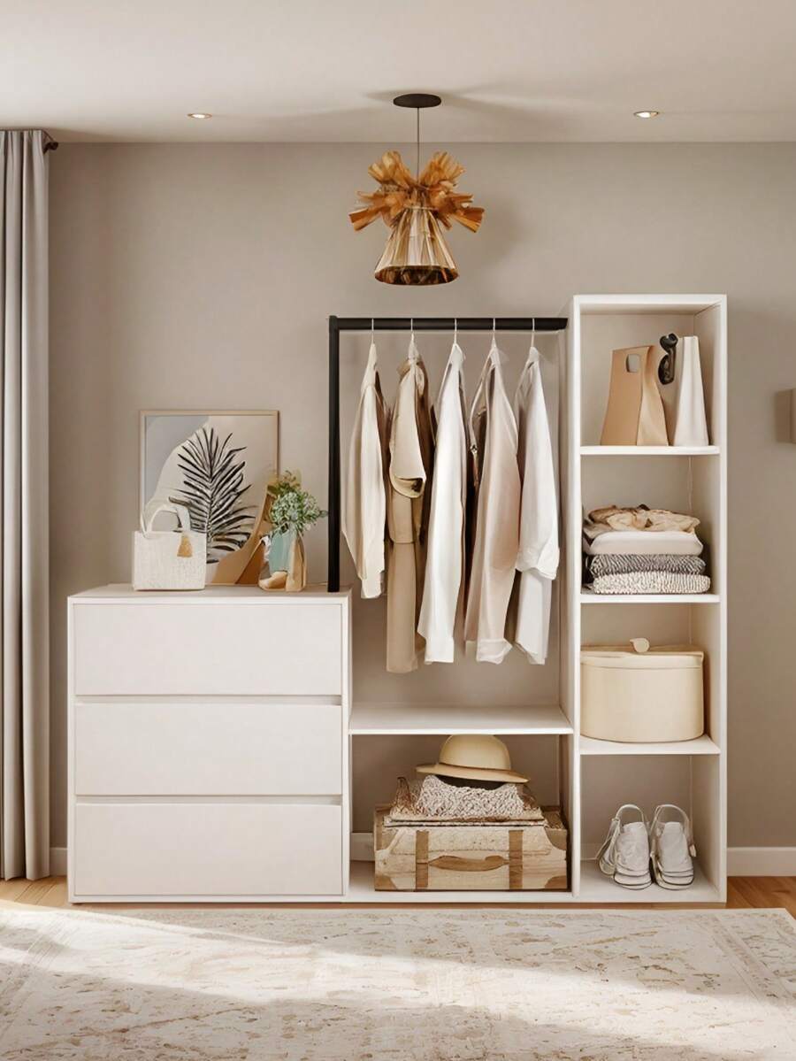 Armario De Estilo Actual Con Cajones Y Espacio Para Colgar - Blanco - Ver 1