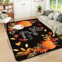 1 قطعة سجادة باب للعطلات مطبوعة بالقرع والأوراق المتساقطة في فصل الخريف، سجادة ناعمة مانعة للانزلاق وماصة للماء قابلة للغسل في الغسالة، سجادة مريحة وموسمية للمدخل، سجادة منخفضة الرقبة مناسبة للغرفة المعيشية والنوم والمطبخ وغرفة الغسيل والحمام