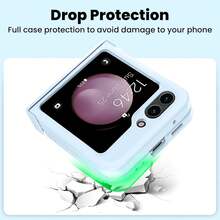 keshengtai 1 件糖果色铰链全覆盖手机壳适用于三星 Galaxy Z Flip7 7FE 6 5 4 3 5G 防水防震防摔防刮 - 淺藍色 - 查看 5