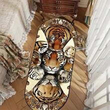 1 件椭圆形丛林虎印花地毯，适用于装饰地毯、卧室装饰、小地毯、地毯、家居装饰、客厅地毯、客厅小地毯、卧室地毯、客厅家居装饰、户外地毯、可洗地毯、羊毛地毯、毛绒地毯、秋冬地毯、厚实/毛绒 - 彩色 - 查看 3