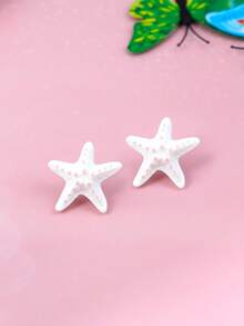 1 para letnich, uroczych niebieskich kolczyków z rozgwiazdą, słodkie kolczyki dla dziewczynek na wakacjach na plaży, modne, uniwersalne kolczyki