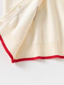 Girls' Letter & Bear Knitted Cardigan Sweater, Autumn/Winter