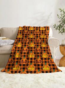 1 件南瓜风格图案毛毯，万圣节毛毯，柔软温暖的毛绒盖毯，适用于家居装饰、客厅、沙发、午睡、休闲椅和卧室、秋季装饰、秋季装饰、房间装饰