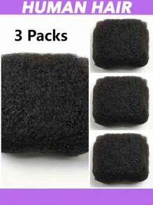 3 件非洲卷发散装真人接发 - 8 英寸 12 英寸，真人头发，适合脏辫、扭发和辫子，可漂白和染色，自然黑色，男女皆宜，情人节、母亲节和春季造型的理想选择，多功能发型设计，逼真的假发，优质美发产品 - Natural Black - 查看 2