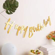 1 set Pancarta de Feliz Cumpleaños para decoraciones y suministros de fiesta de cumpleaños - Plateado - Ver 9