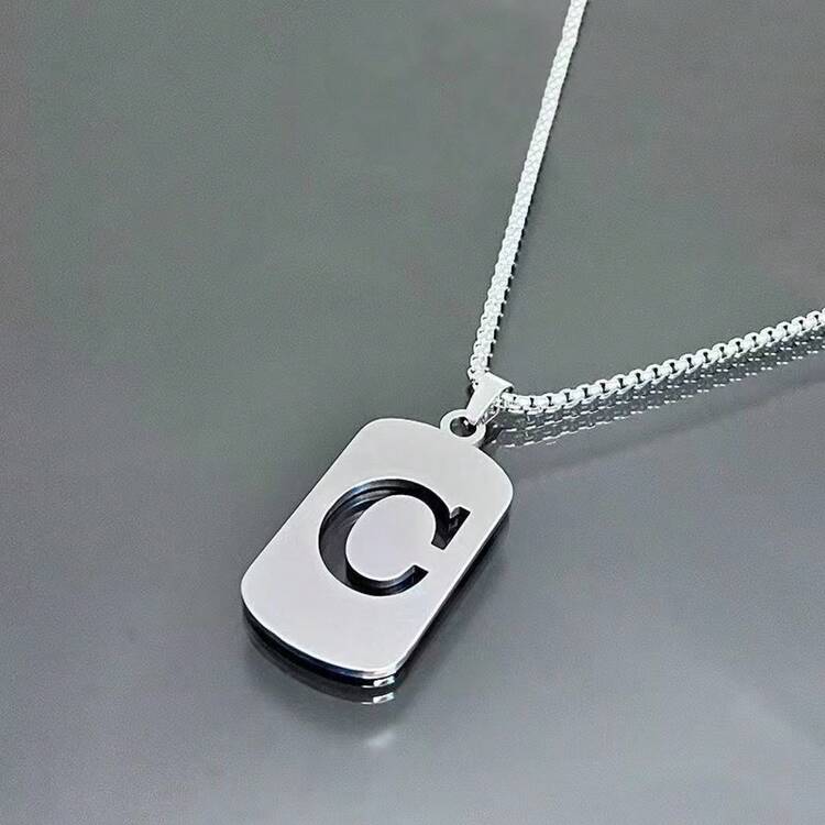 26 Letter Necklace Personalized Gift Titanium Steel Necklace Non-Fading Unisex Ins Sweater Chain Couple Sweatshirt Collarbone Chain Accessories - D - 查看 10