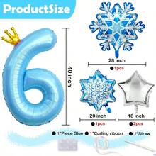 Frozen 4th Birthday Party Decorations Balloon 40"  4 Balloon With Crown SnowFlake Foil Mylar Balloons For Princess Anna  Frozen Theme Birthday Supplies Birthday Decorations Party Favors#SSHOAEAWE - Màu xanh lam - Xem 2