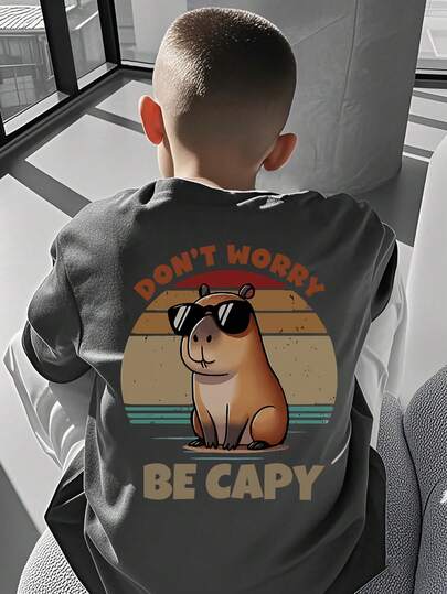 Jungen & Teenager Schüler Lässig bedrucktes Rundhals Kurzarm T-Shirt, Sommer Top