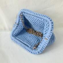 编织时尚单肩包，钩针手提包 - 彩色 - 查看 5