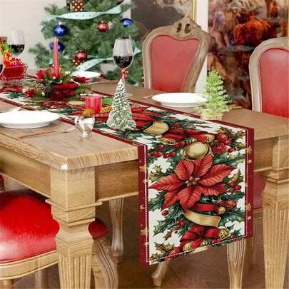 1pc Christmas Table Runner: Buffalo Plaid Pattern, Holiday Table Decor, Machine Made, Polyester Linen-Like Fabric, Suitable For Any Occasion