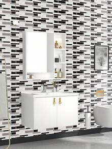 22 pezzi Adesivi per piastrelle da parete in marmo, piastrelle decorative in PVC a strisce bianche e nere, pannello posteriore impermeabile per cucina, facile da installare, molto adatto per decorazione di pareti di cucina, soggiorno, bagno e stanze