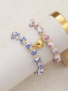 Set de 2 brățări Celadon Love pentru femei și bărbați, set de brățări pentru cupluri în stil chinezesc la modă și rafinat, cadou de ziua de naștere, cadou de bijuterii pentru cupluri, cadou pentru soție, cadou pentru persoana preferată