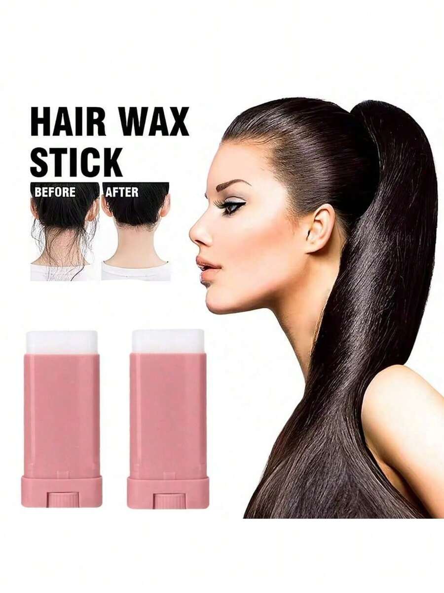 2 Pcs Hair Wax Stick, Hair-Styling Waxes, Nourishing Accessories - Slick Stick For Women & Kids, Gel Tamer For Flyaways, Bun Maker & Styling Cream Hair Wax Stick - Flyaway Control And Styling Pomade For Women, And Men - 粉色 - 查看 1