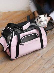 便携式猫笼 - 适用于中型猫和体重不超过 15 磅的小型犬的软边猫笼、宠物包、航空认可的旅行犬笼、手持式宠物笼、宠物背包 - 彩色 - 查看 13