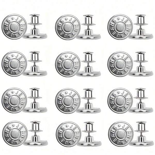 3pcs Snap Tack Buttons For Loose Jeans, No Sewing And No Tools Instant Replacement Snap Tack Pants Buttons, Reusable And Adjustable Metal Pants Button Tightener, Jean Button Pins