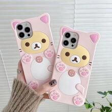 2025 New Cute Kawaii 3D Phone Case Compatible With IPhone 15 6.1" Cartoon Pink Bear Design Fashion Cool Funny Case Soft TPU Protective Case Silicone Cover For Girls Women Pink - 粉紅熊 - 查看 2