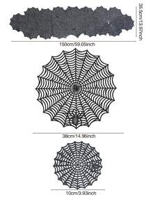 1/4/6pcs Decorative PVC Table Runner, Placemat, Coaster, Home Restaurant Decor, Holiday Supplies, Party Gifts, Theme Set - Black - View 5