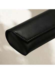 1pc New Style Soft Pressed Button Edged Optical Glasses Case, Portable Sunglasses Box