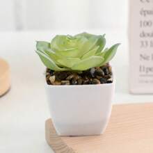 1件/4件仿真迷你多肉植绒迷你方形盆栽家居装饰室内阳台精美多肉盆栽-家居客厅、房间餐桌中心迷你盆栽装饰摆件