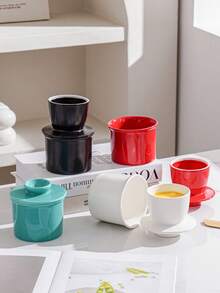 1 Set Ceramic Round Butter Dish With Lid & Wooden Spoon, Nordic Style Minimalist Solid Color Ceramic Butter Pot, Cheese Storage Container, Kitchen & Dining Ceramic Butter Dish With Lid & Wooden Butter Knife