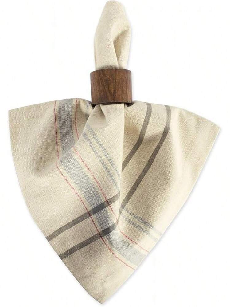 100% algodón, Lavable a máquina, Mantel Individual a Rayas francesas para cenas - Gris - Añade 3