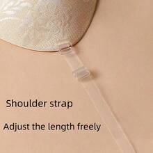 一套优质人造丝蕾丝文胸，一件透明肩带文胸，一件隐形塑形文胸 - 彩色 - 查看 4