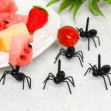 6/24/36/60pcs Reusable Ant Shaped Toothpick/Fruit Dessert Fork, Snack Cake Appetizer Animal Forks, Party Fruit Picks Made Of Plastic Toothpicks - Black - View 7