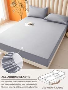 1 tấm ga trải giường chống thấm nước màu trơn, bộ ga trải giường thân thiện với da, vỏ nệm, ga trải giường mềm mại và thoải mái, tấm bảo vệ nệm, khăn trải giường cho phòng ngủ, vỏ nệm cho giấc ngủ thoải mái, phù hợp cho mọi mùa - Xám trung bình - Xem 7