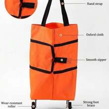 2 In 1 Lightweight Foldable Shopping Cart, Foldable Cart With Wheels, Reusable Shopping Bag, Unisex Travel Bag, Home And Kitchen Supplies, Portable Rolling Shopping Bag With Wheels, Waterproof Trolley. - Multicolor - View 9