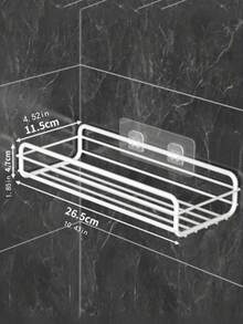 Bathroom Shelf, Drill-Free Toilet Vanity Wall Mount Storage Rack For Bathroom, Kitchen, Shower Bathroom Accessories - White - View 11