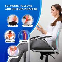 Quality Assurance Gel Cushion, Double Thick Gel Cushion Pressure Pain Relief, Breathable Wheelchair Cushion Chair Pads Car Office Chair (16x14x1.65inch) C59K - 1-藍色 - 查看 8