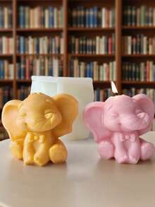 2 件/套 2025 新款 3D 可爱大象硅胶模具 - 多用途 DIY 工具，适用于蜡烛、树脂、石膏工艺品（逼真的大象形状，易于脱模，可制作香薰蜡烛、办公桌装饰、儿童手工礼物、生日派对/家居装饰必备、返校礼物） - 白色 - 查看 9